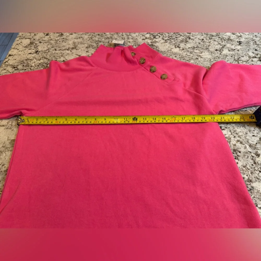 J. Crew Vibrant Pink‎ Buttoned Cowl Neck Sweater
